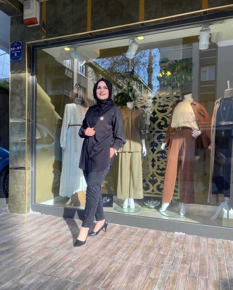 Denim taşlı pantolon antrasit