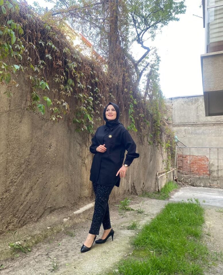 Denim taşlı pantolon antrasit