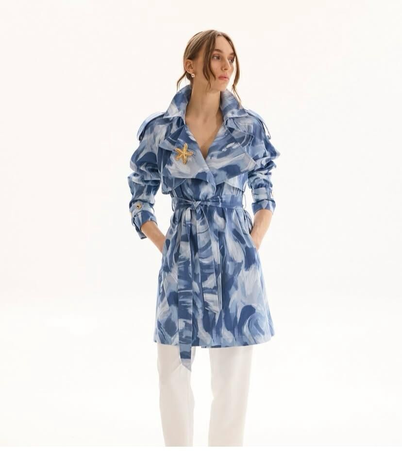 Denim trençkot