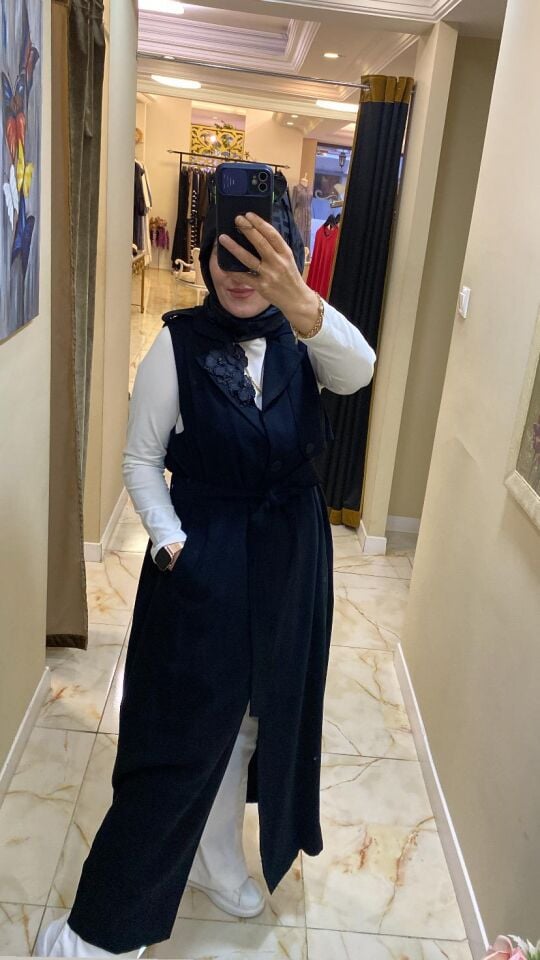 Siyah yelek tensel kumaş