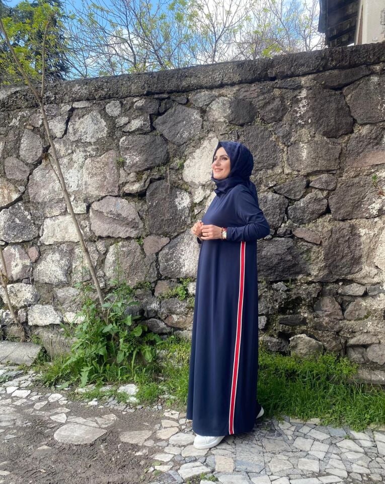 Elbise lacivert kenar şeritli