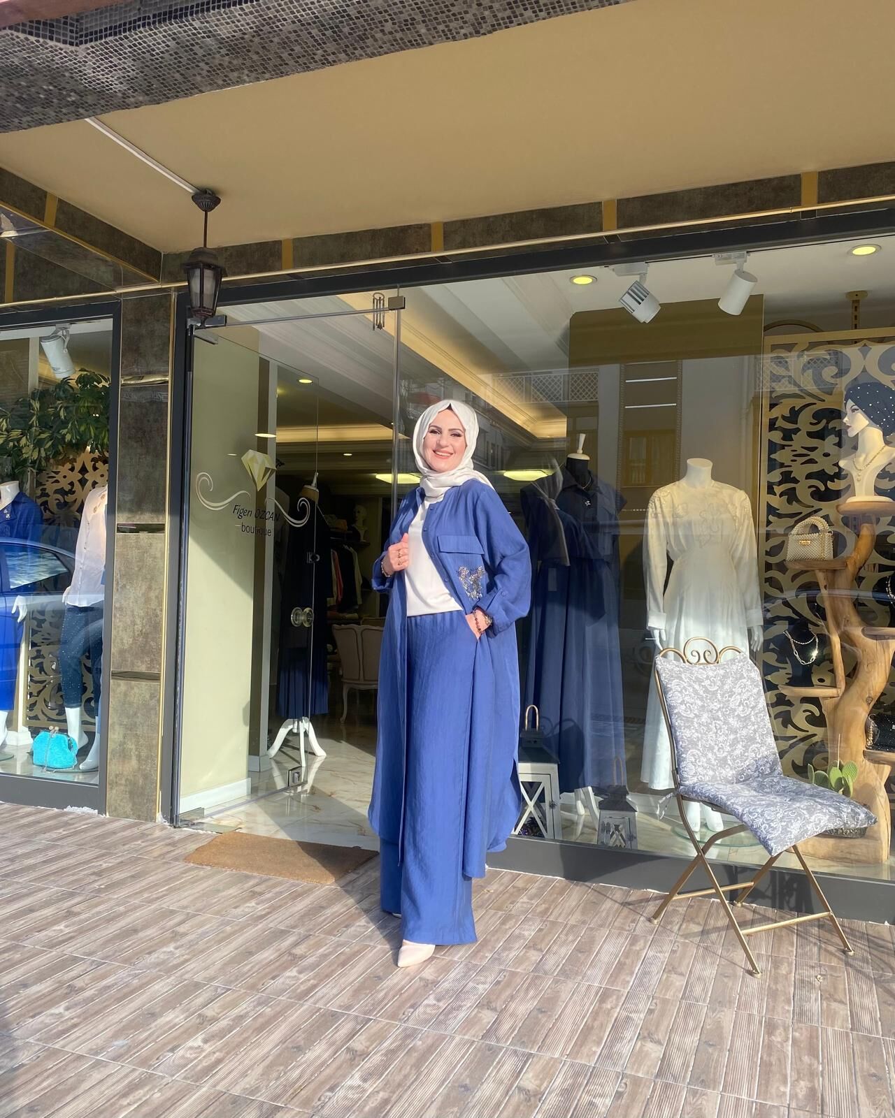 Pantolon gömlek takım indigo renk