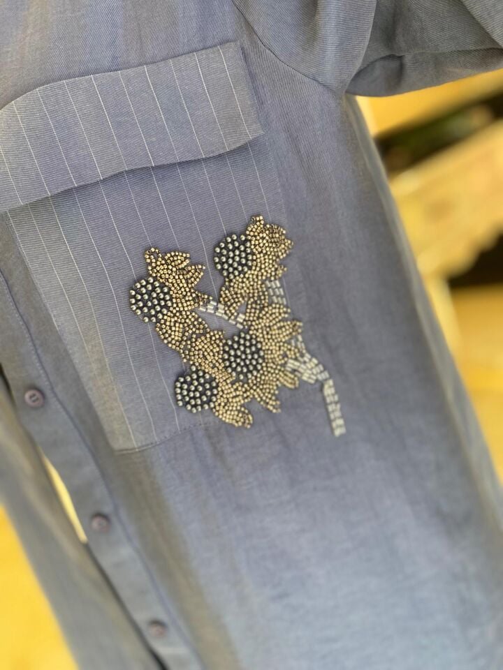 Pantolon gömlek takım indigo renk