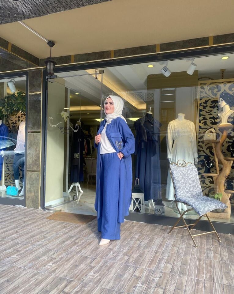 Pantolon gömlek takım indigo renk