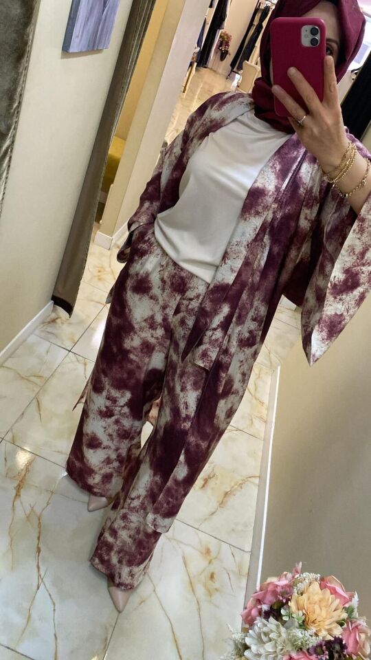 Uzun yakalı şal desen kap