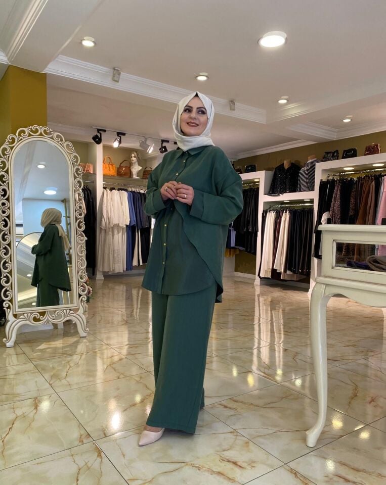 Anvelp detaylı pantolonlu takım