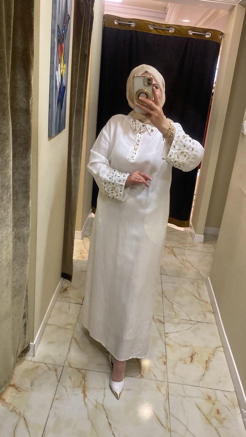 Linen keten elbise beyaz