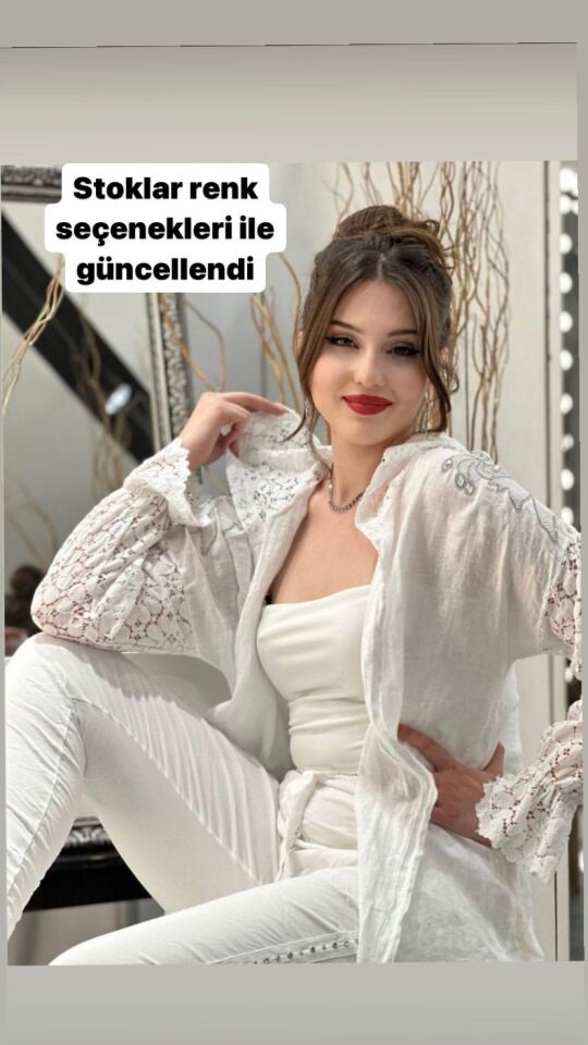 DANTEL DETAYLI KETEN KAP