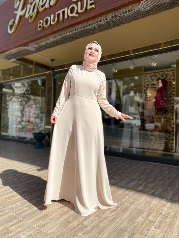 OMUZLARI ZİNCİR TAŞLI ABİYE