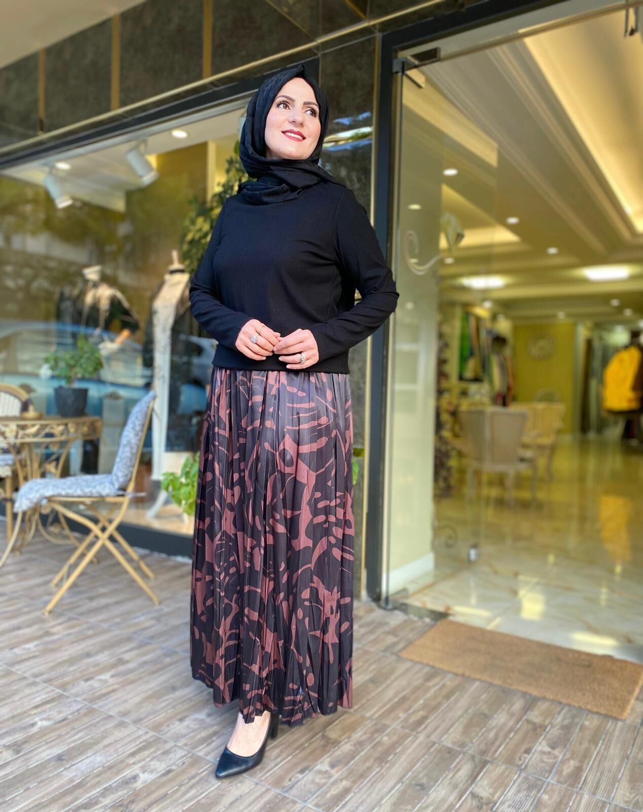 YAPRAK DESEN KRAŞLI SATEN ETEK